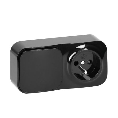 Łącznik natynkowy jednobiegunowy + Gniazdo pojedyncze ToDo IP20, 2P+Z czarny - 1[107].jpg